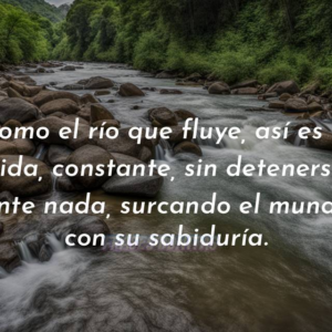 Como el río que fluye, así es la vida, constante, sin detenerse ante nada, surcando el mundo con su sabiduría.