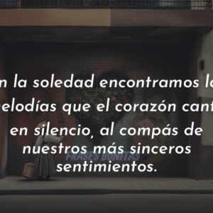 En la soledad encontramos las melodías que el corazón canta en silencio, al compás de nuestros más sinceros sentimientos.